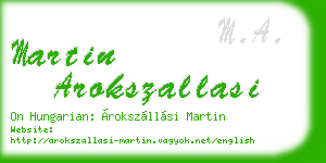 martin arokszallasi business card
